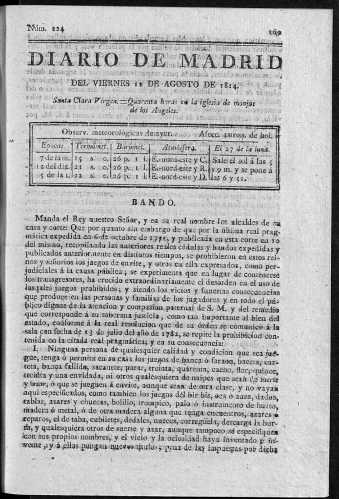 Miniatura de Diario de Madrid del viernes 12 de Agosto de 1814