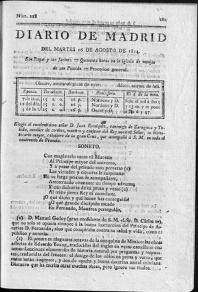 Miniatura de Diario de Madrid del martes 16 de Agosto de 1814