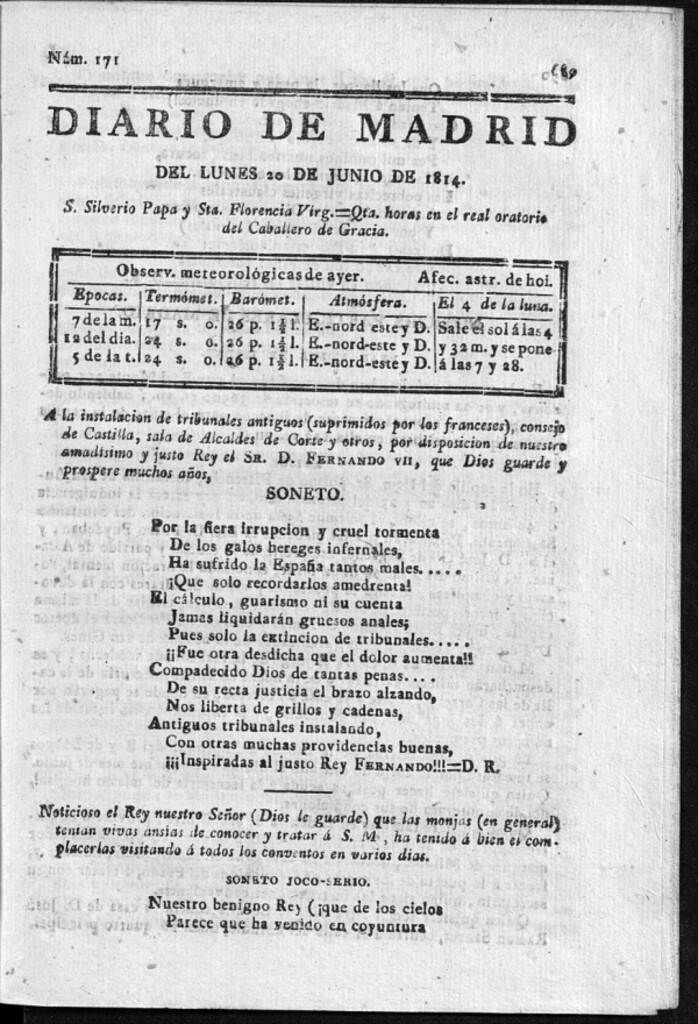 Miniatura de Diario de Madrid del lunes 20 de Junio de 1814