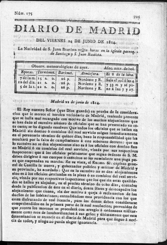 Miniatura de Diario de Madrid del viernes 24 de Junio de 1814