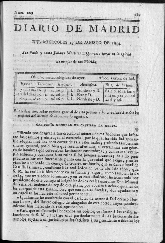 Miniatura de Diario de Madrid del miércoles 17 de Agosto de 1814
