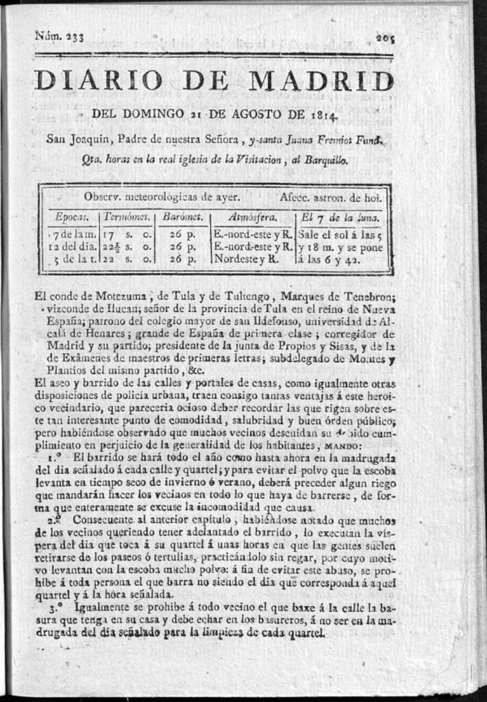 Miniatura de Diario de Madrid del domingo 21 de Agosto de 1814