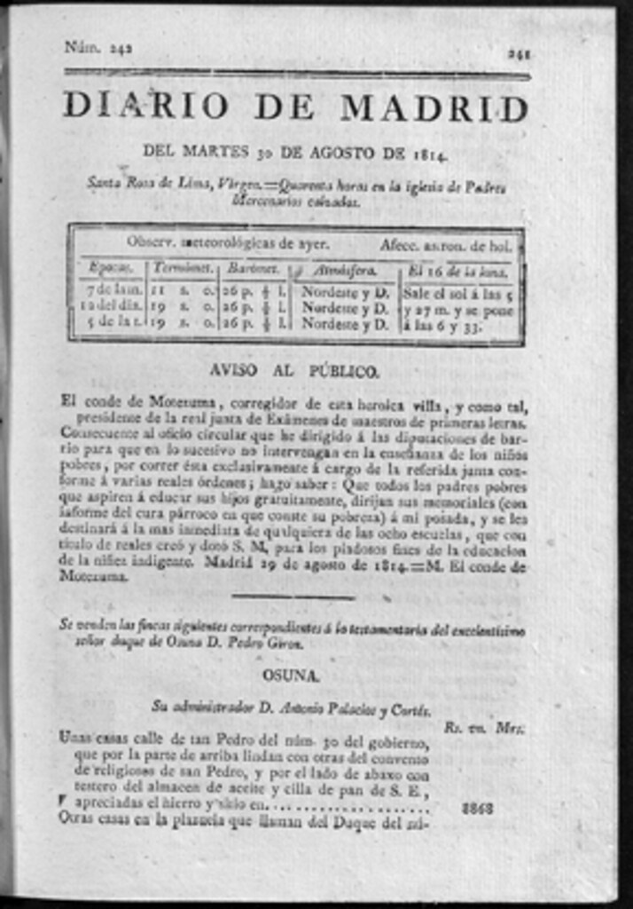 Miniatura de Diario de Madrid del martes 30 de Agosto de 1814