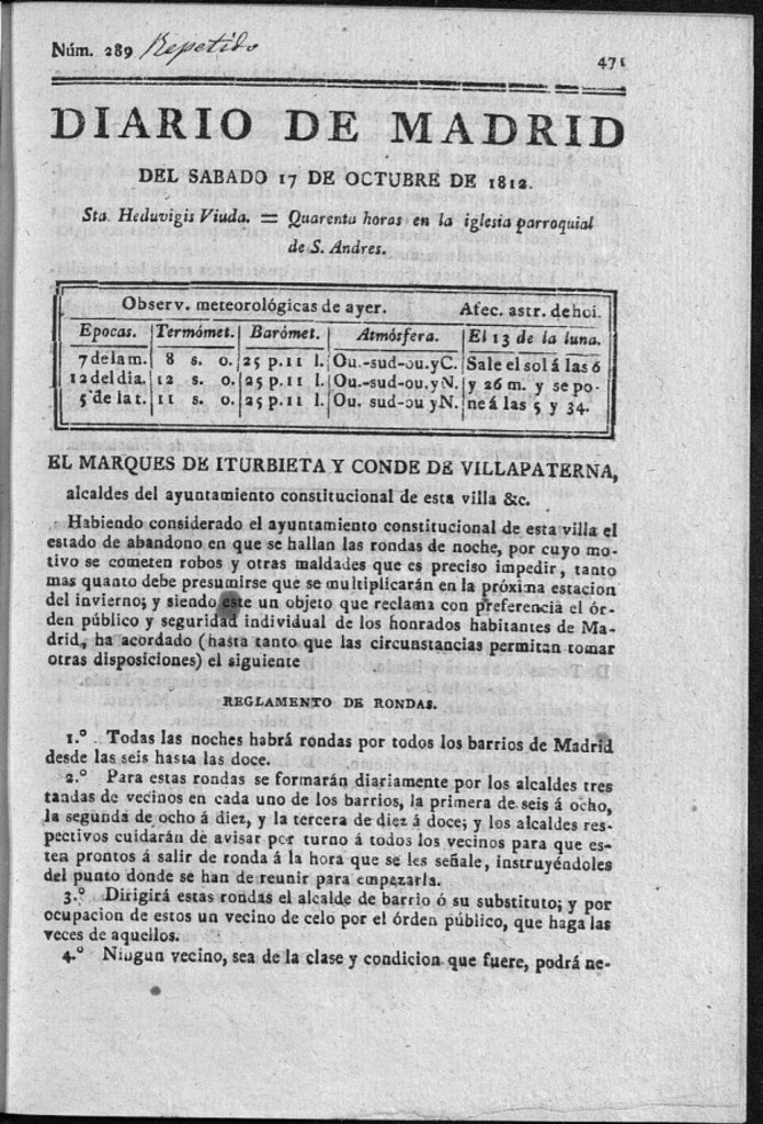 Miniatura de Diario de Madrid del sábado 17 de Octubre de 1812