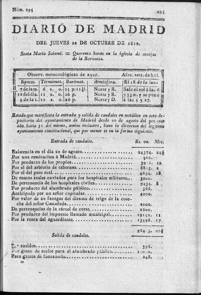 Miniatura de Diario de Madrid del jueves 22 de Octubre de 1812