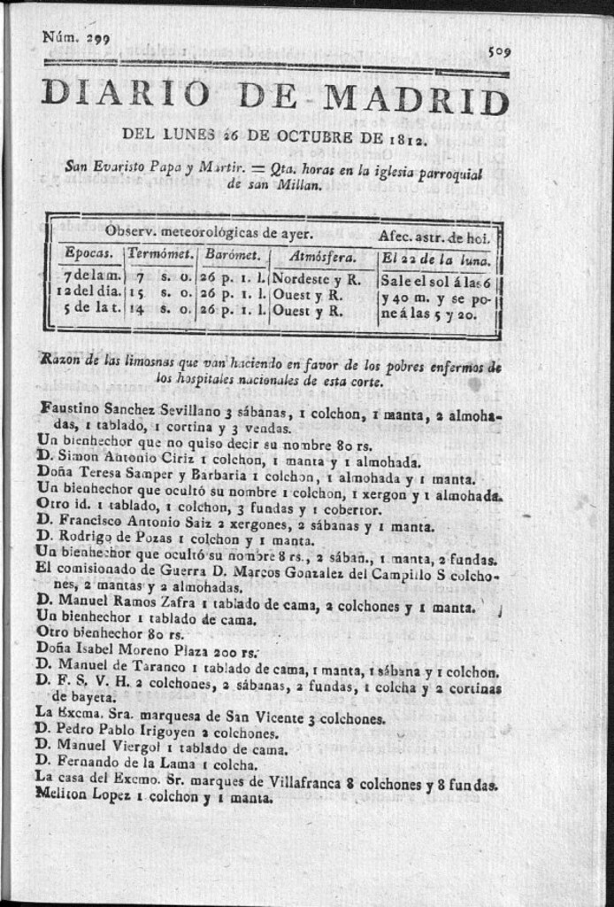 Miniatura de Diario de Madrid del lunes 26 de Octubre de 1812