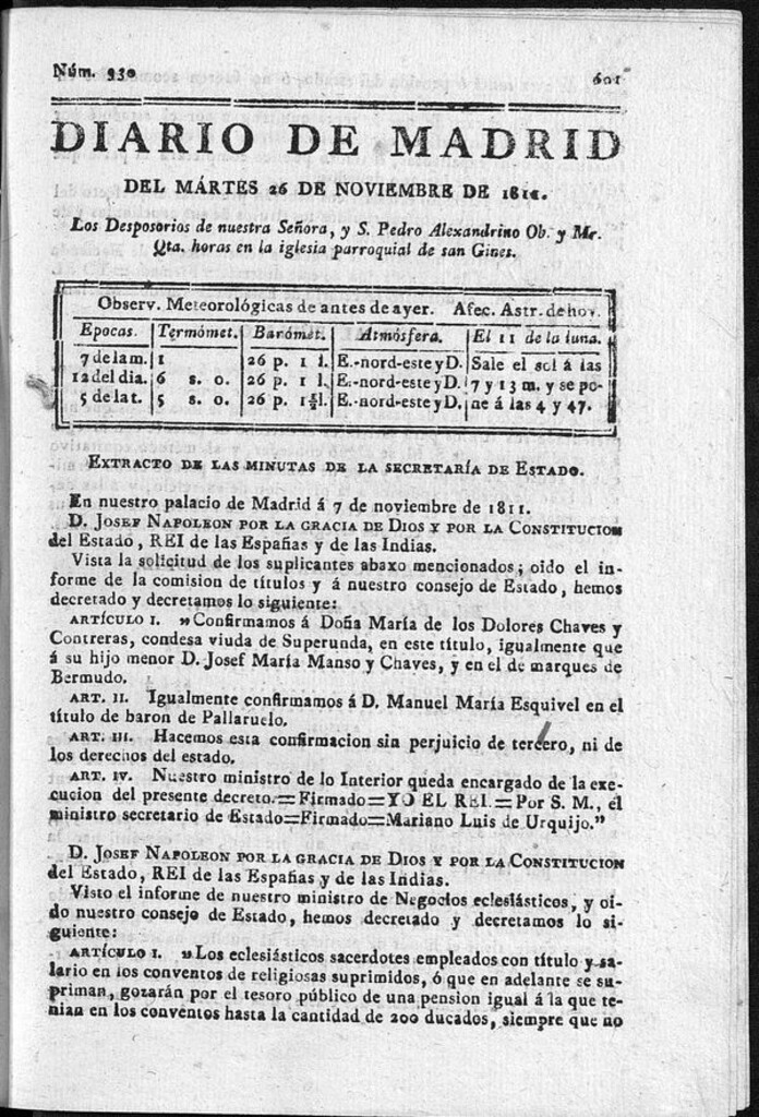 Miniatura de Diario de Madrid del martes 26 de Noviembre de 1811