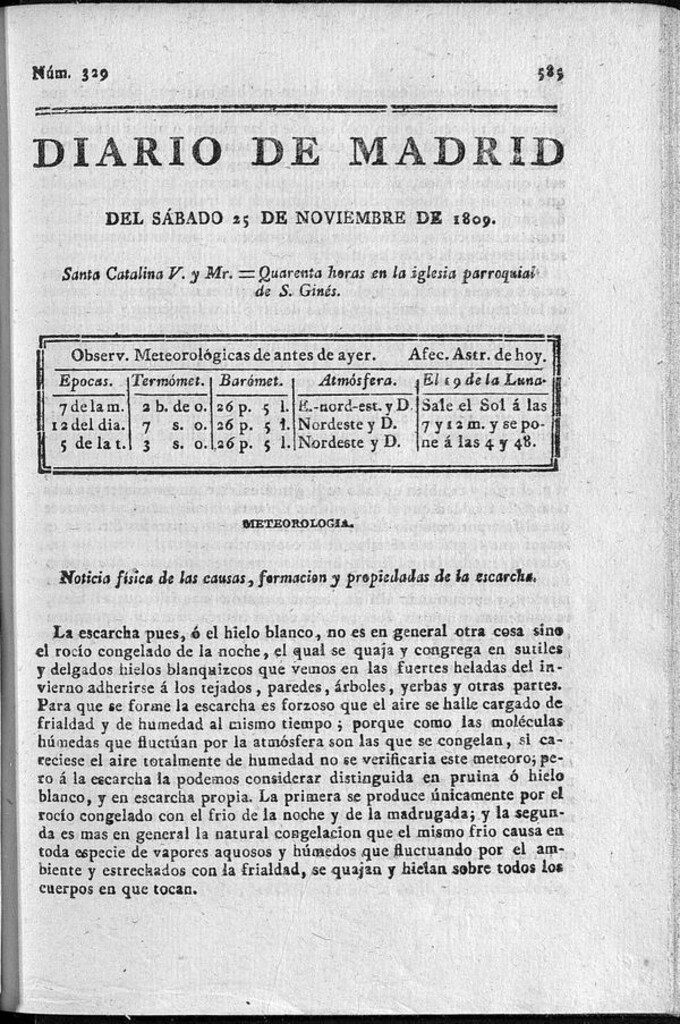 Miniatura de Diario de Madrid sábado 25 de Noviembre de 1809