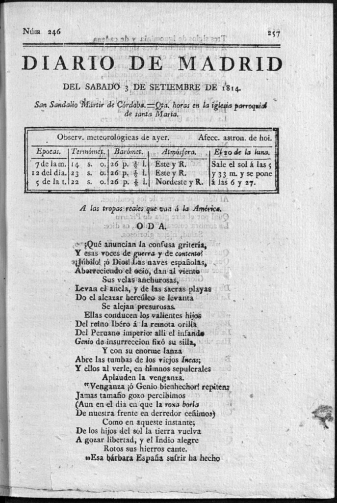 Miniatura de Diario de Madrid del sábado 3 de Septiembre de 1814