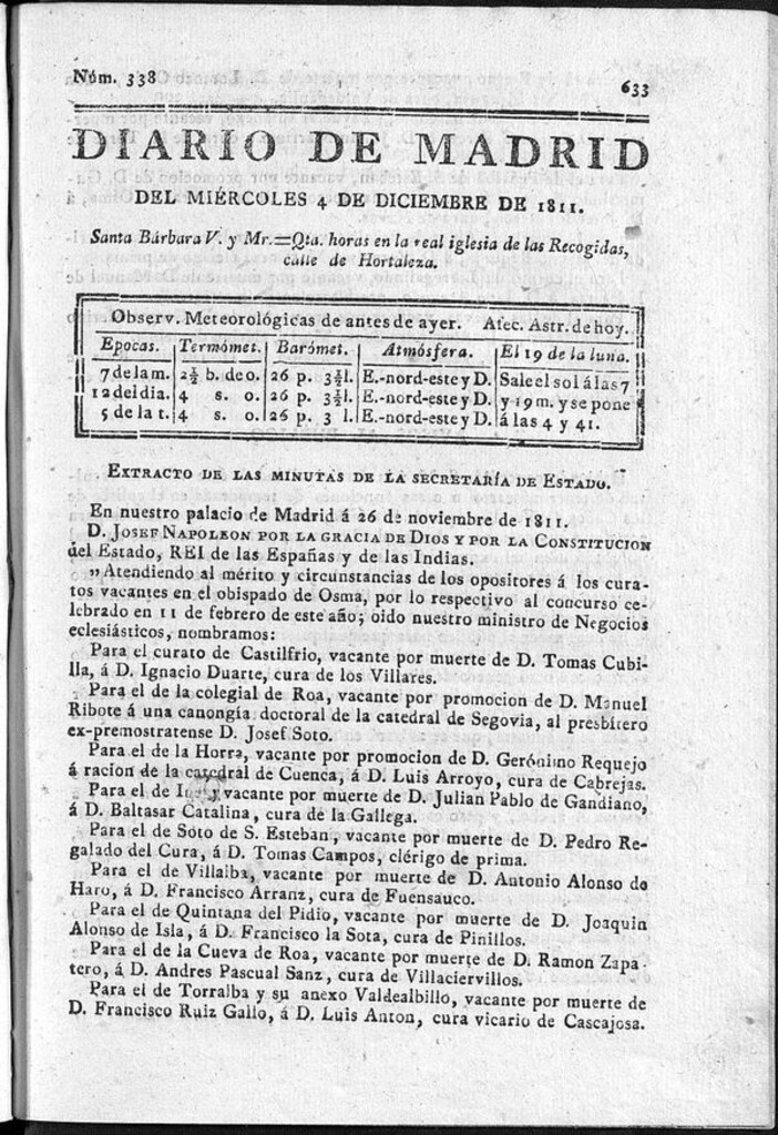 Miniatura de Diario de Madrid del miércoles 4 de Diciembre de 1811