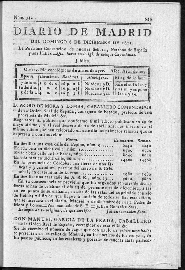 Miniatura de Diario de Madrid del domingo 8 de Diciembre de 1811