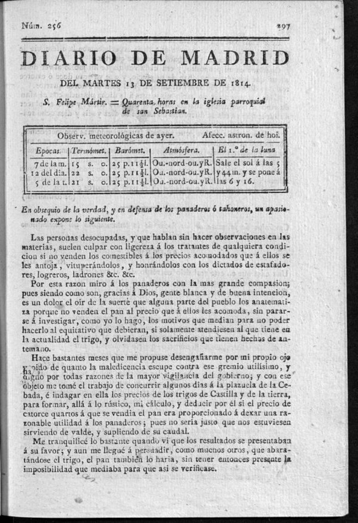 Miniatura de Diario de Madrid del martes 13 de Septiembre de 1814