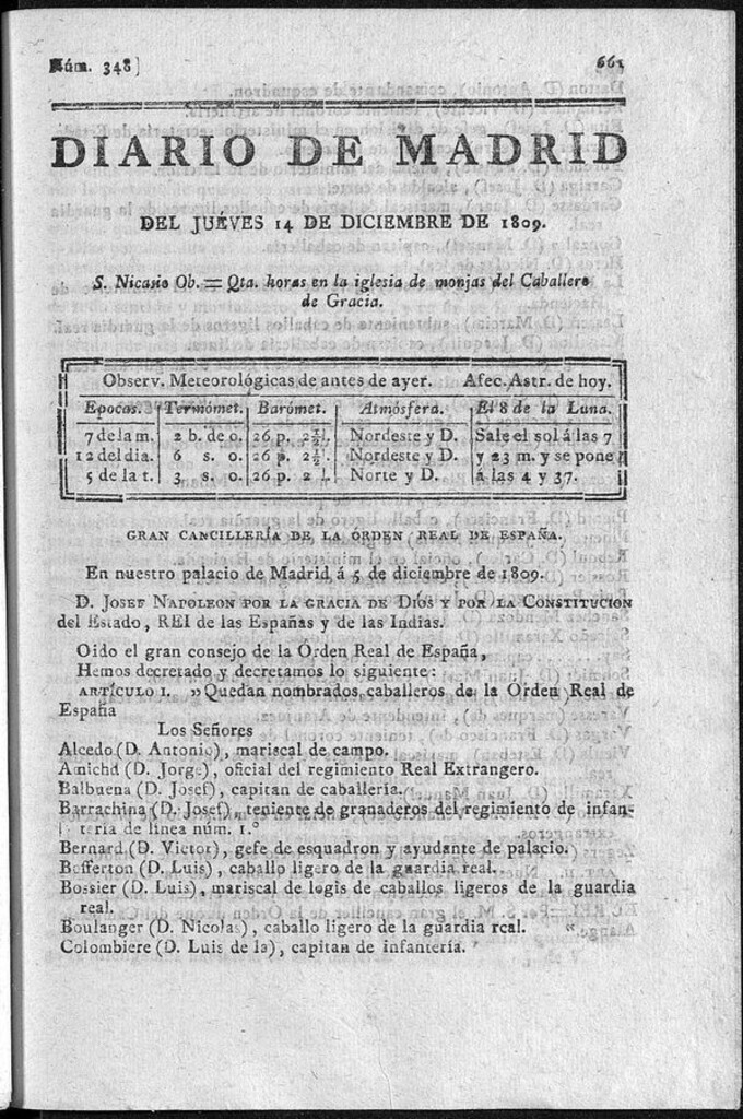 Miniatura de Diario de Madrid jueves 14 de Diciembre de 1809