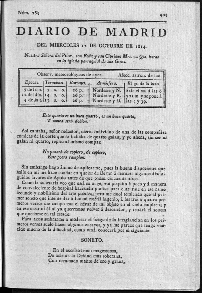 Miniatura de Diario de Madrid del miércoles 12 de Octubre de 1814
