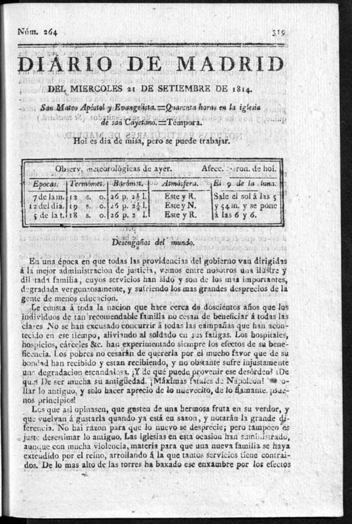 Miniatura de Diario de Madrid del miércoles 21 de Septiembre de 1814