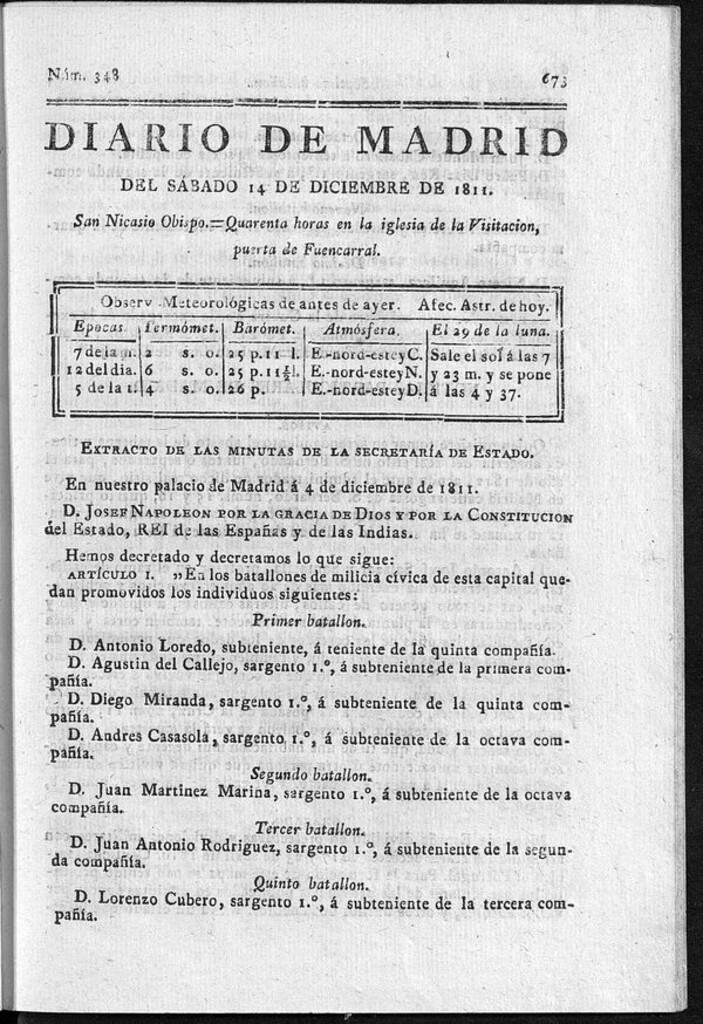 Miniatura de Diario de Madrid del sábado 14 de Diciembre de 1811