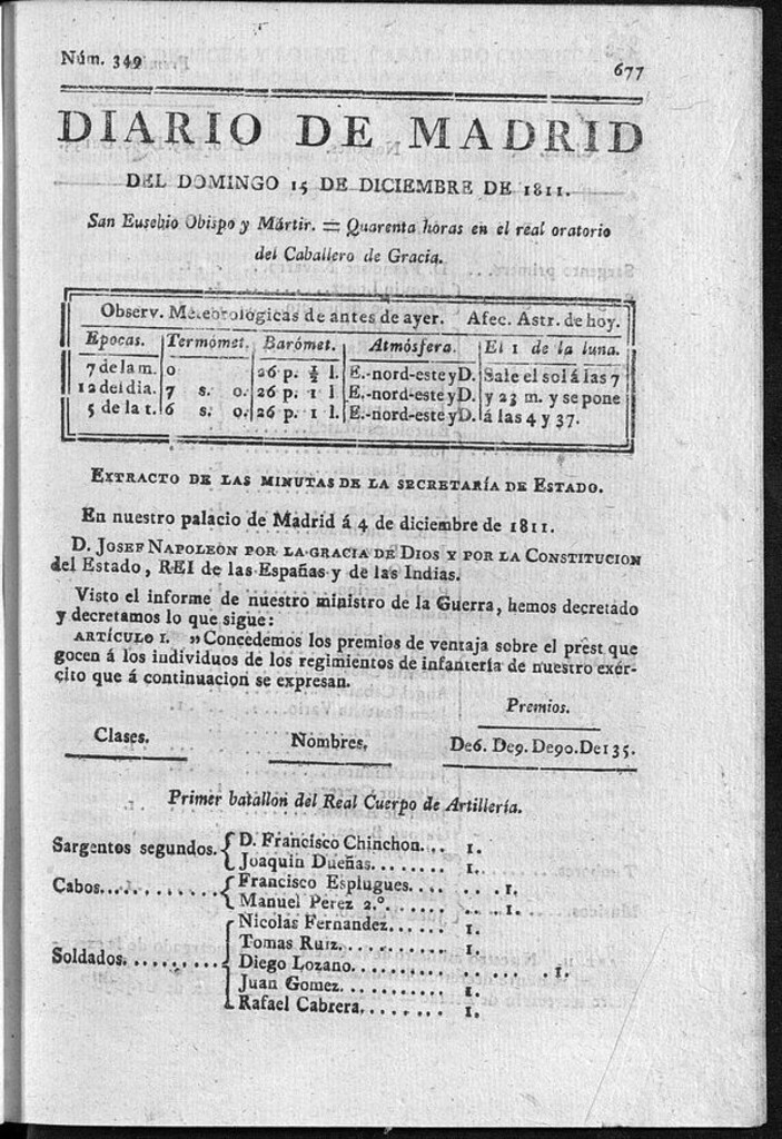 Miniatura de Diario de Madrid del domingo 15 de Diciembre de 1811