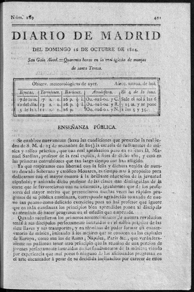Miniatura de Diario de Madrid del domingo 16 de Octubre de 1814