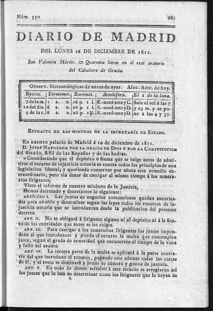 Miniatura de Diario de Madrid del lunes 16 de Diciembre de 1811