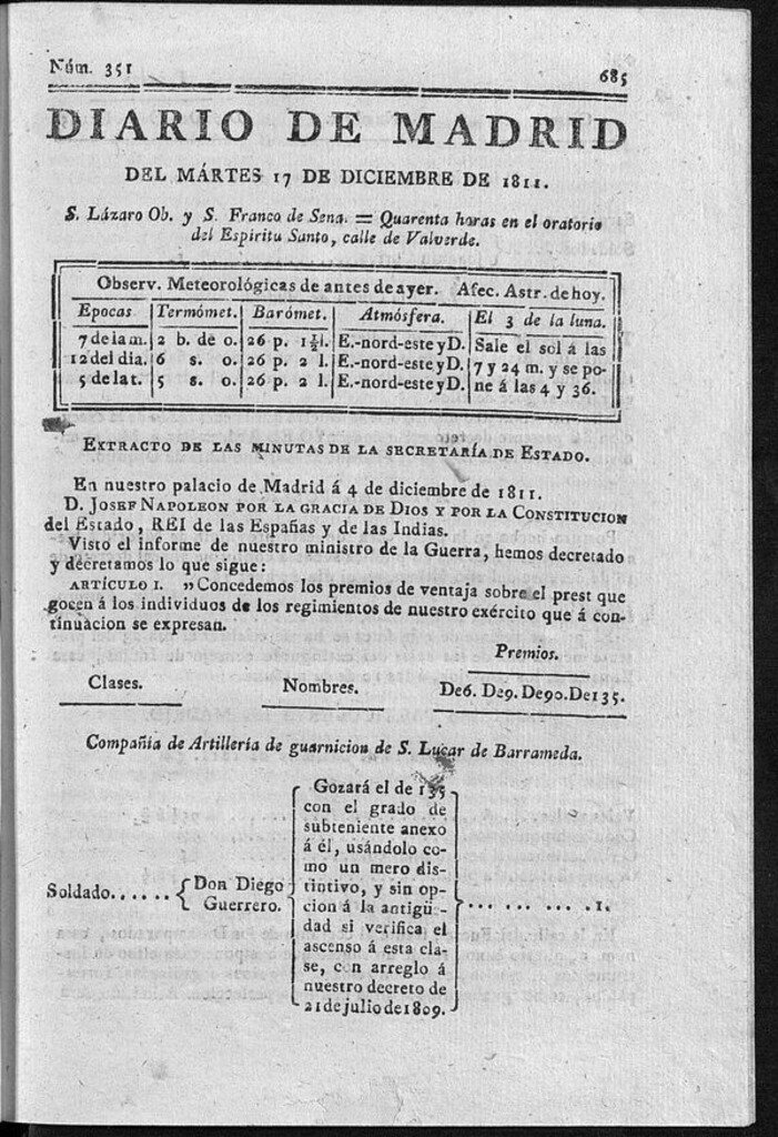 Miniatura de Diario de Madrid del martes 17 de Diciembre de 1811