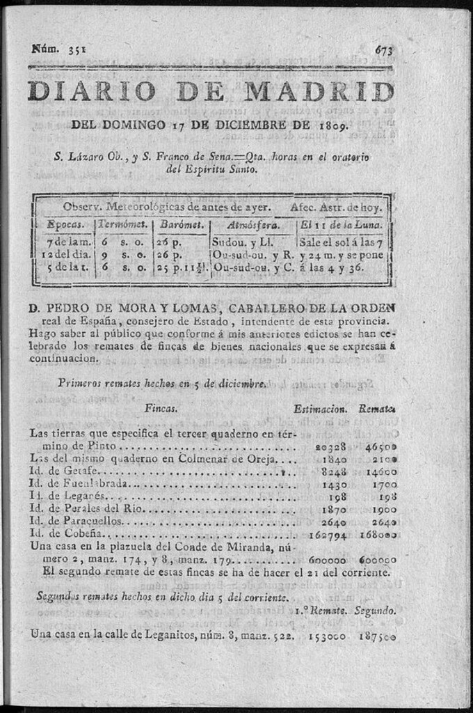 Miniatura de Diario de Madrid domingo 17 de Diciembre de 1809