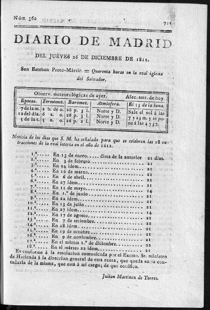 Miniatura de Diario de Madrid del jueves 26 de Diciembre de 1811