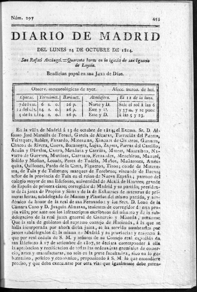 Miniatura de Diario de Madrid del lunes 24 de Octubre de 1814