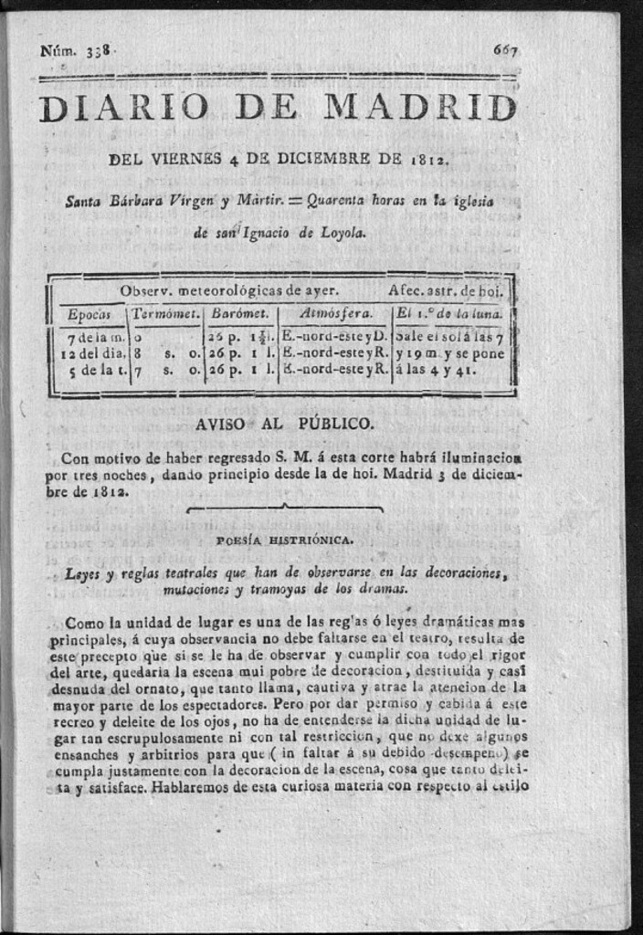 Miniatura de Diario de Madrid del viernes 4 de Diciembre de 1812