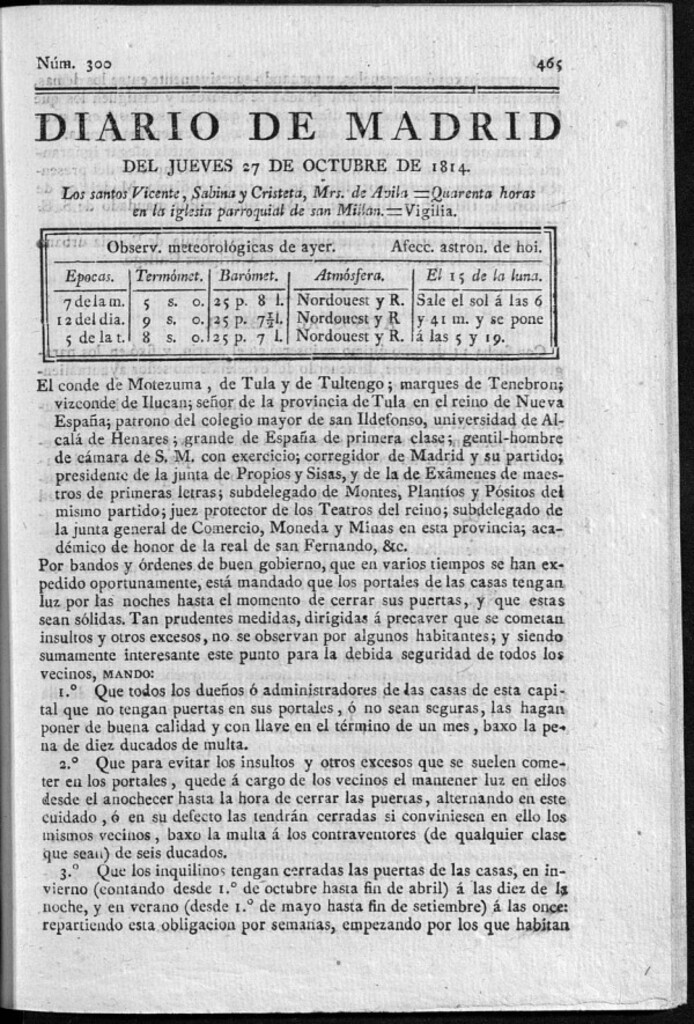 Miniatura de Diario de Madrid del jueves 27 de Octubre de 1814