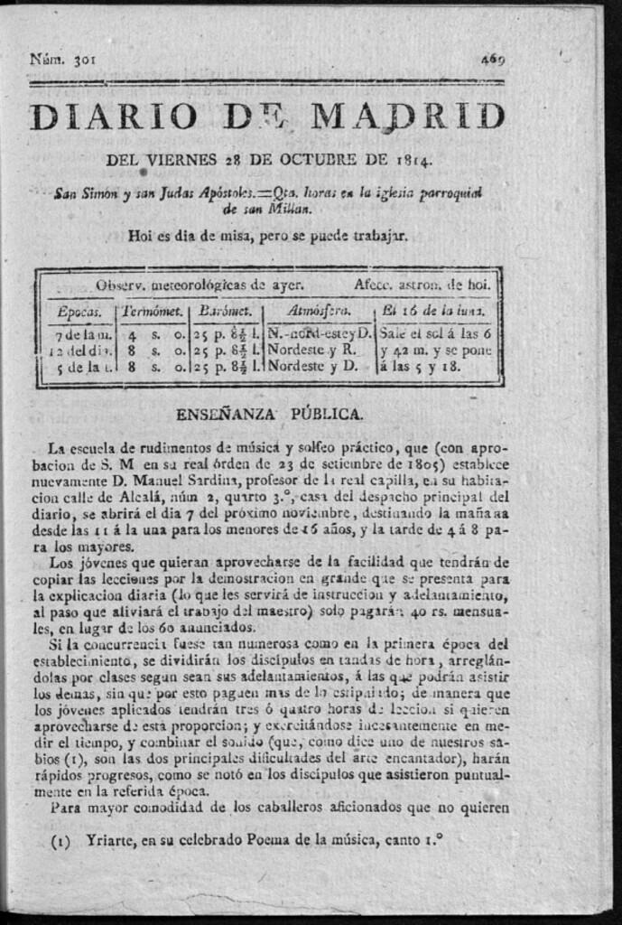 Miniatura de Diario de Madrid del viernes 28 de Octubre de 1814