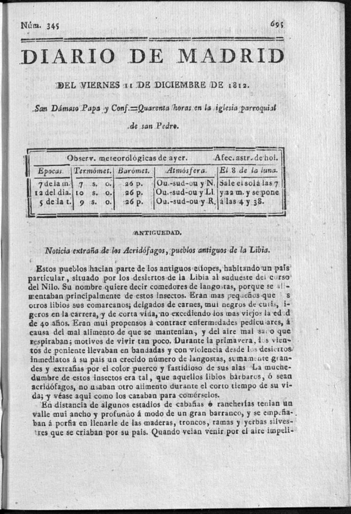 Miniatura de Diario de Madrid del viernes 11 de Diciembre de 1812