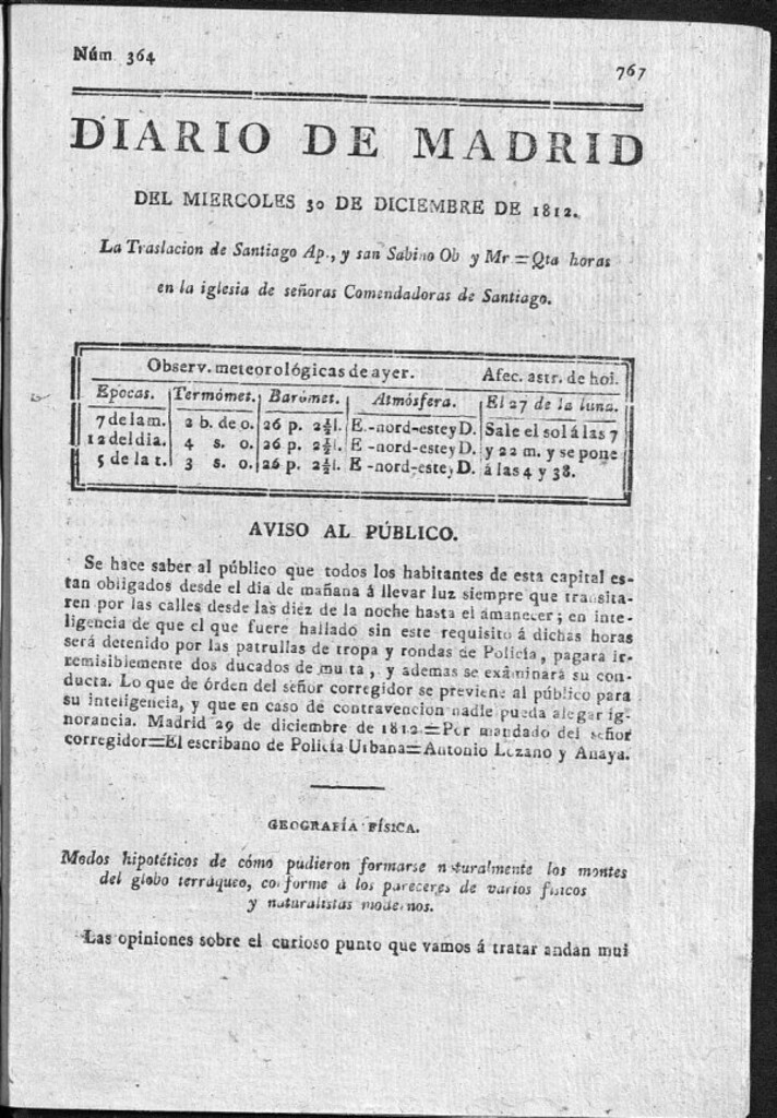 Miniatura de Diario de Madrid del miércoles 30 de Diciembre de 1812