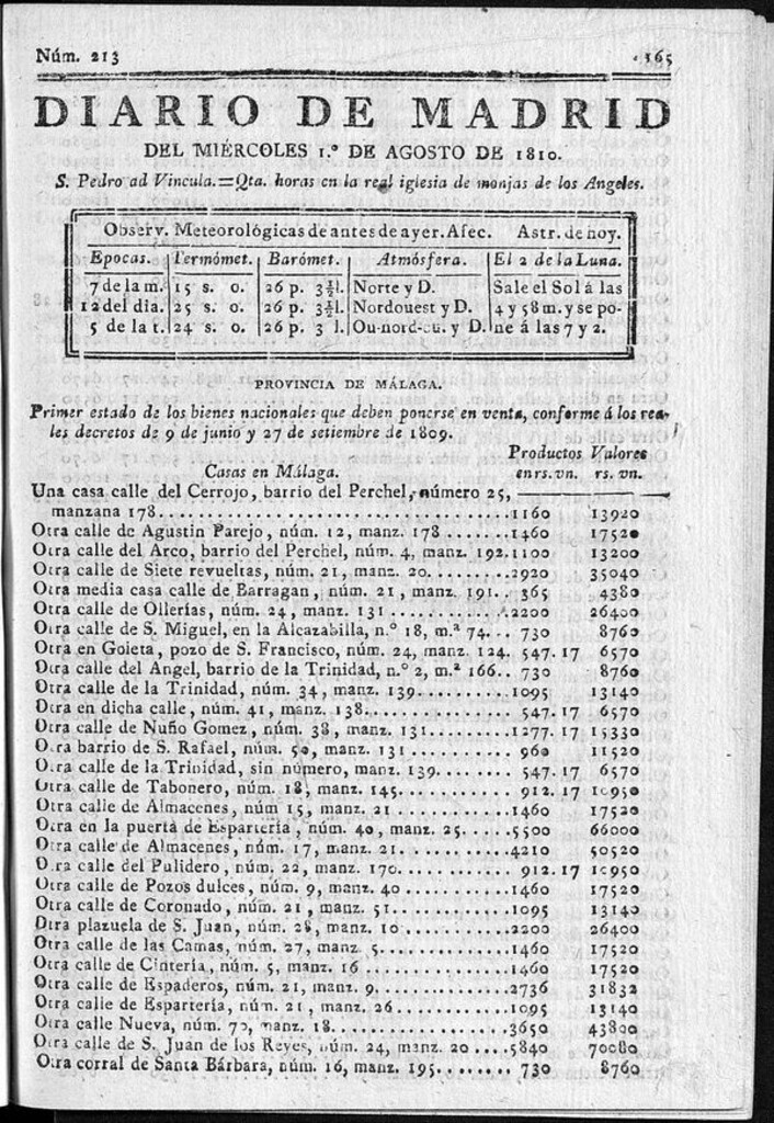 Miniatura de Diario de Madrid del miércoles 1 de Agosto de 1810