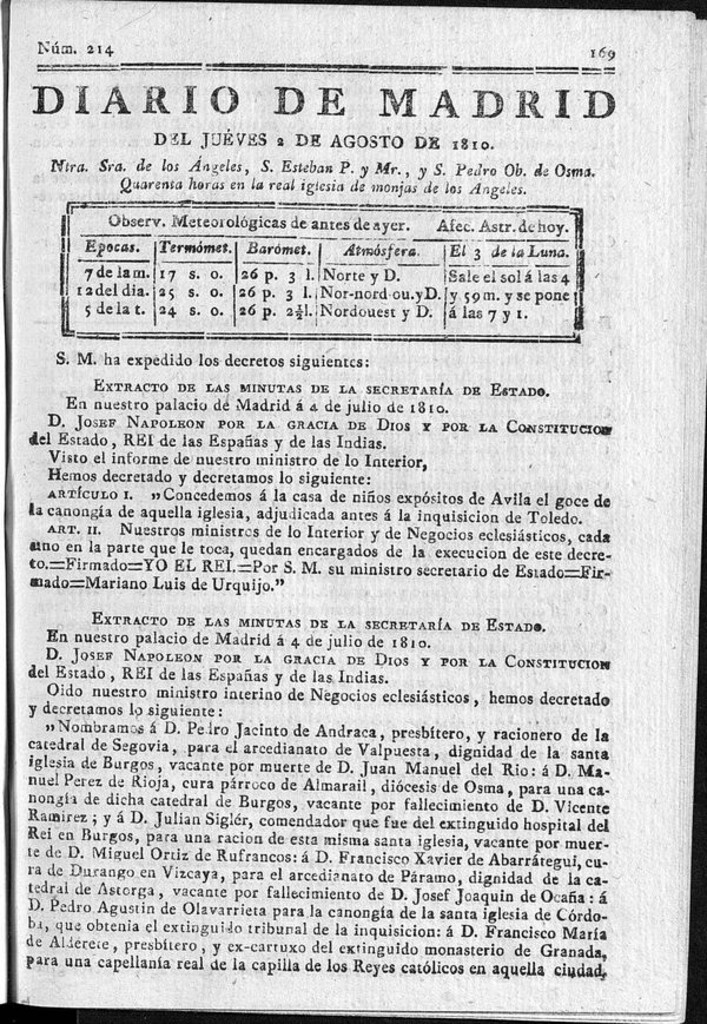 Miniatura de Diario de Madrid del jueves 2 de Agosto de 1810