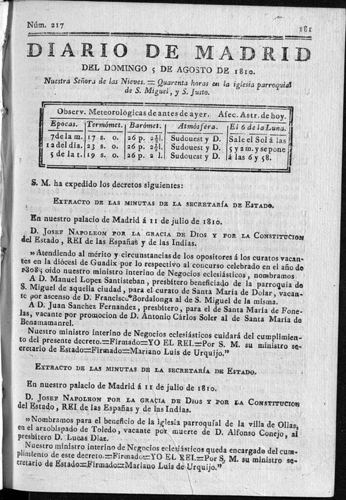 Miniatura de Diario de Madrid del domingo 5 de Agosto de 1810