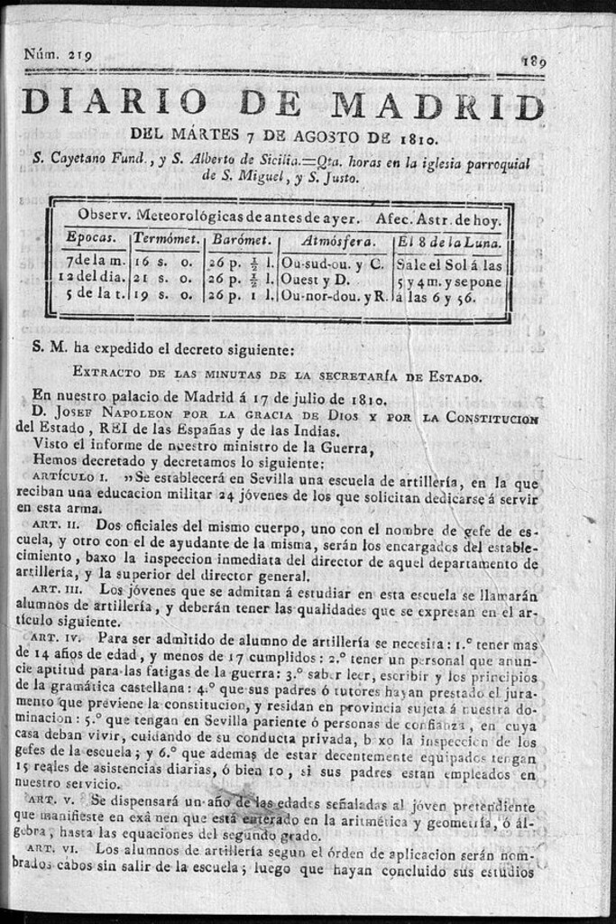 Miniatura de Diario de Madrid del martes 7 de Agosto de 1810