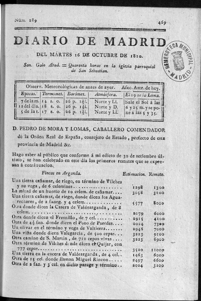 Miniatura de Diario de Madrid del martes 16 de Octubre de 1810