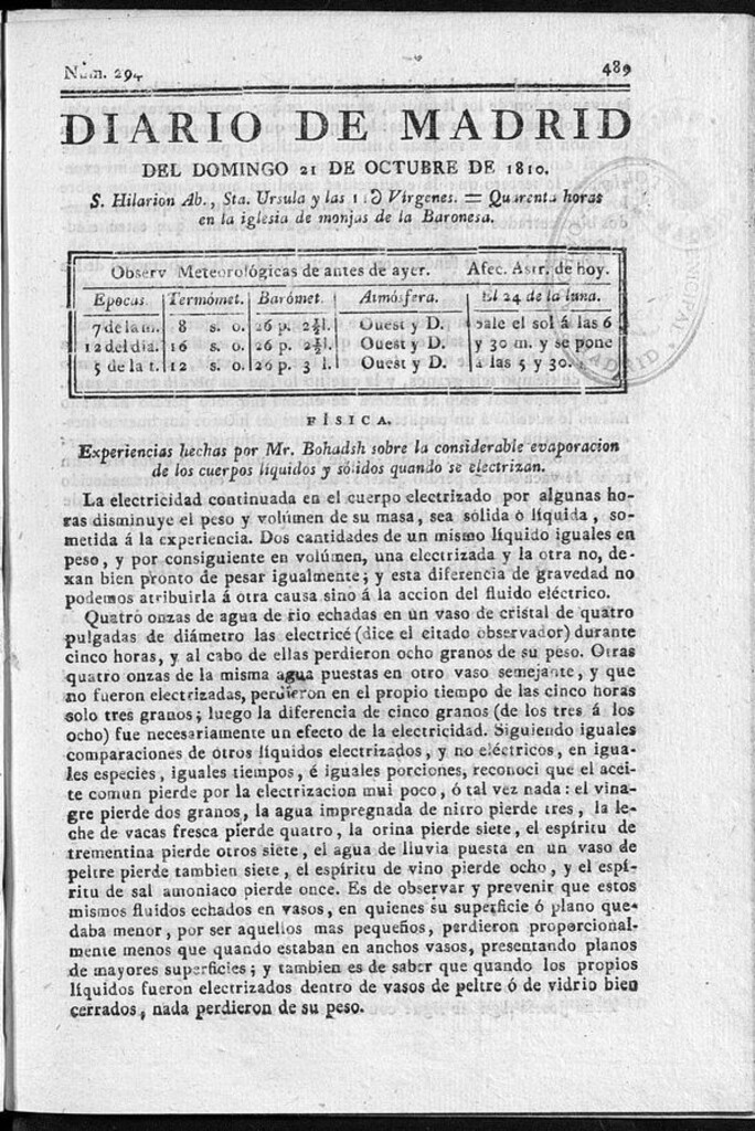 Miniatura de Diario de Madrid del domingo 21 de Octubre de 1810