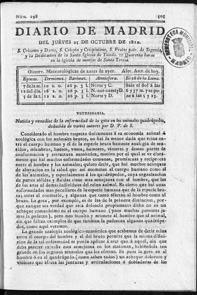 Miniatura de Diario de Madrid del jueves 25 de Octubre de 1810