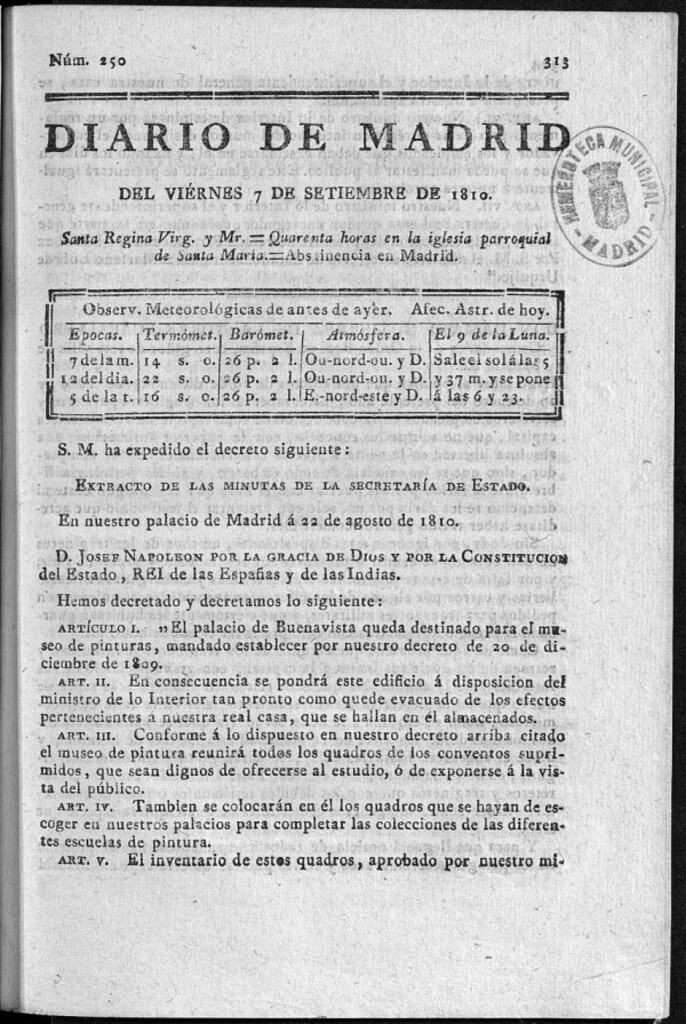 Miniatura de Diario de Madrid del viernes 7 de Septiembre de 1810