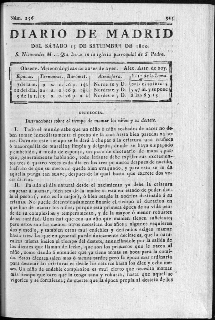 Miniatura de Diario de Madrid del sábado 15 de Septiembre de 1810