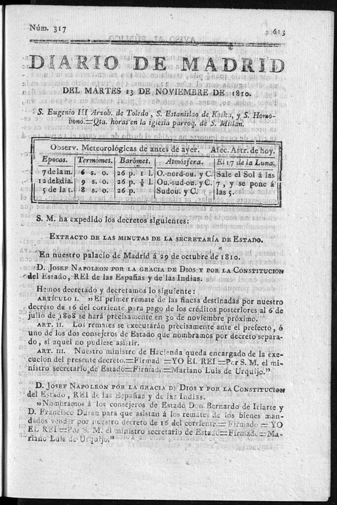 Miniatura de Diario de Madrid del martes 13 de Noviembre de 1810