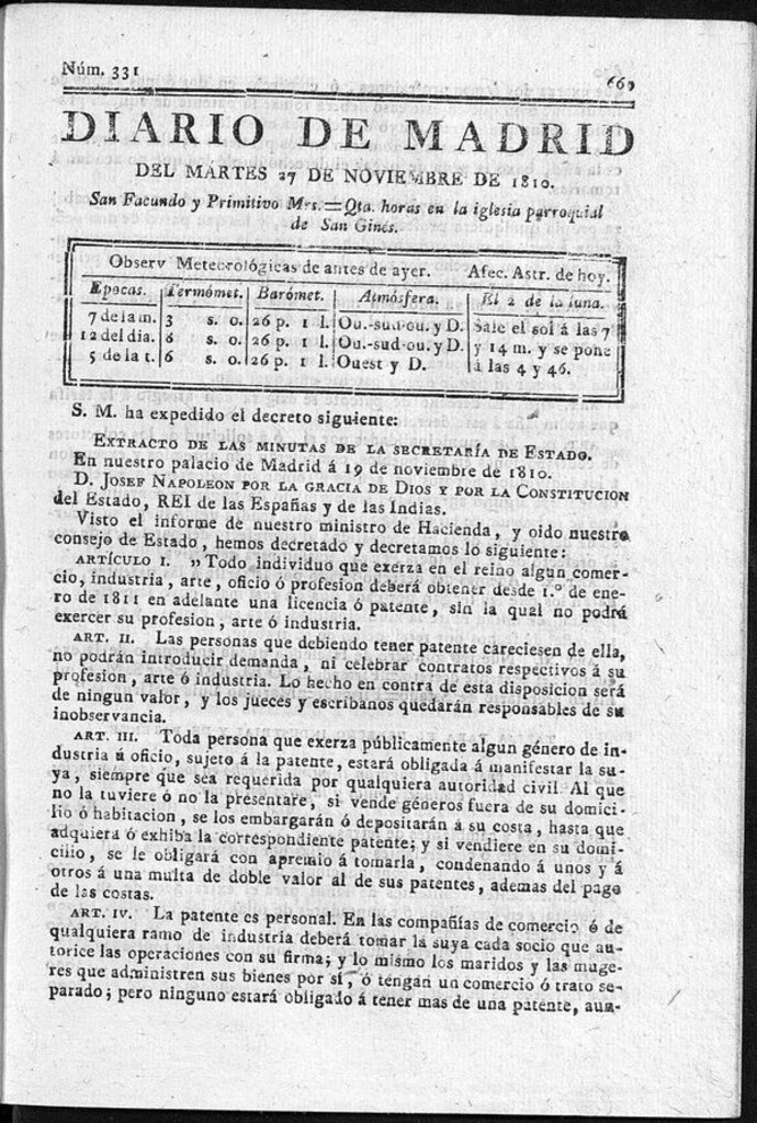 Miniatura de Diario de Madrid del martes 27 de Noviembre de 1810