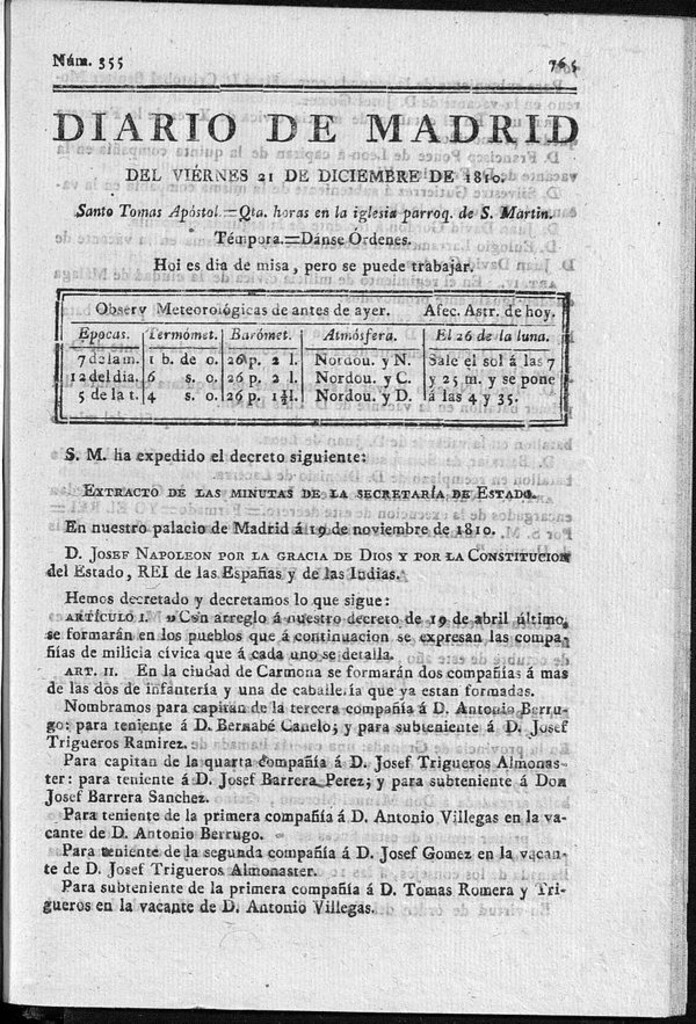 Miniatura de Diario de Madrid del viernes 21 de Diciembre de 1810