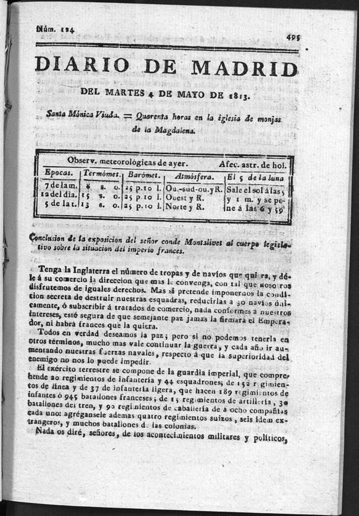 Miniatura de Diario de Madrid del Martes 4 de Mayo de 1813