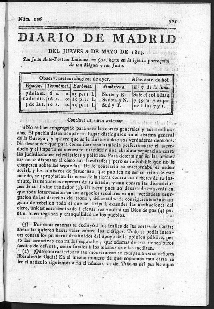 Miniatura de Diario de Madrid del Jueves 6 de Mayo de 1813