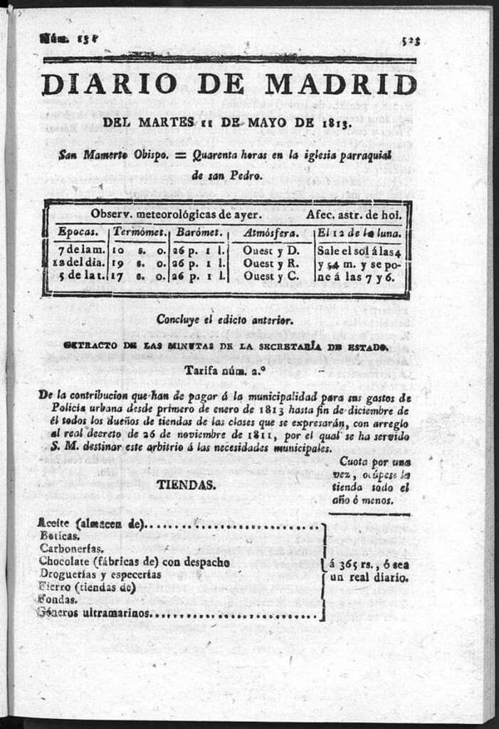 Miniatura de Diario de Madrid del Martes 11 de Mayo de 1813
