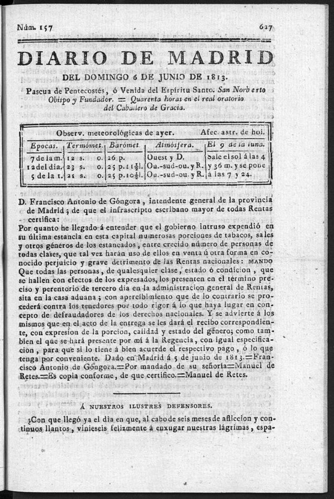 Miniatura de Diario de Madrid del Domingo 6 de Junio de 1813