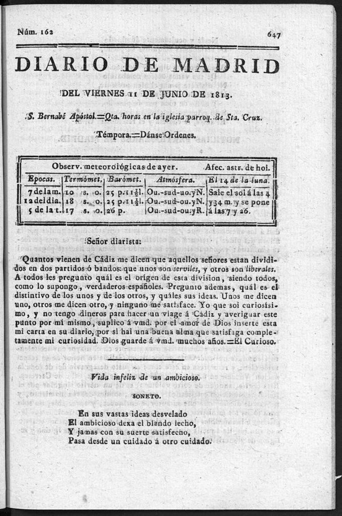 Miniatura de Diario de Madrid del Viernes 11 de Junio de 1813