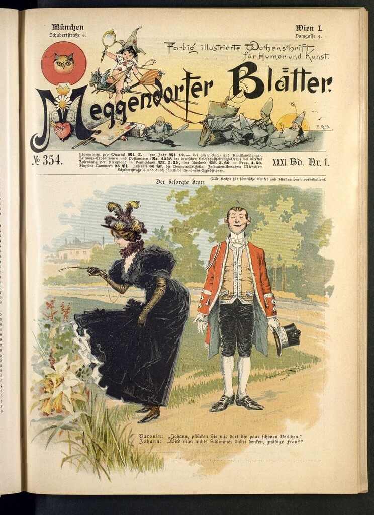 Miniatura de Meggendorfer´s Humoristiche Blätter de 1897 Band XXXI, nº 354